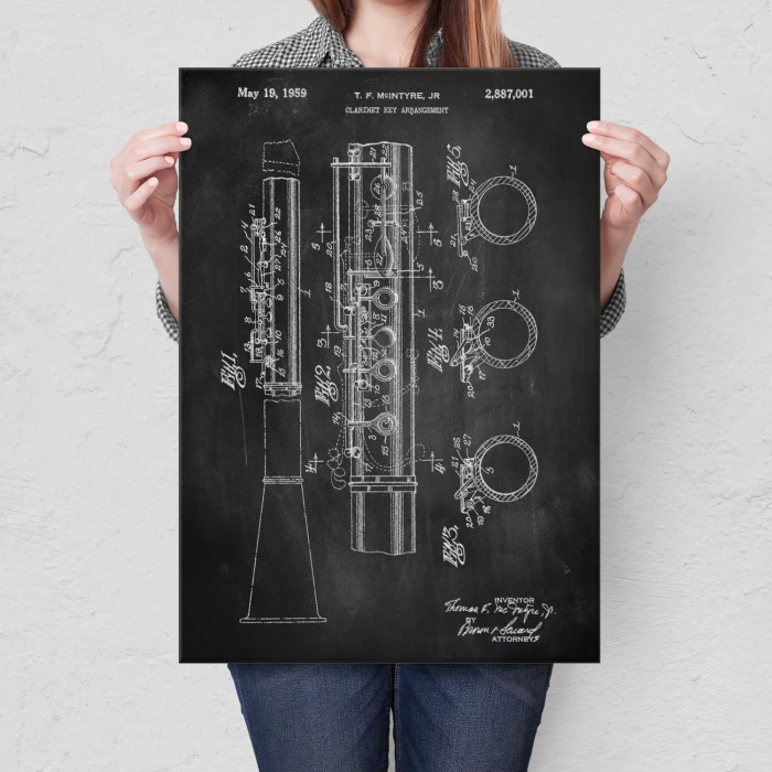 Poster metal Clarinet Musician Slate gift