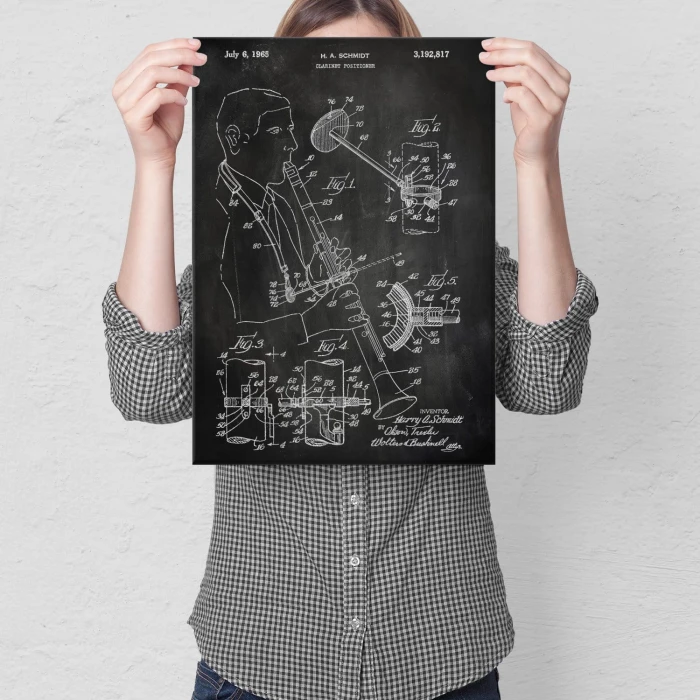 Plakat metalowy Clarinet Musician Prezent