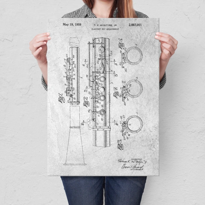 Poster metal Clarinet Musician Stone gift