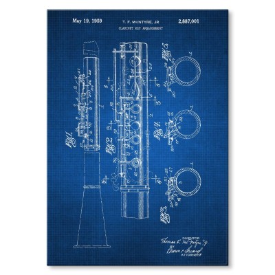 Plakat metalowy Clarinet Musician Tech Prezent