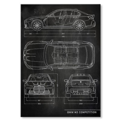Plakat metalowy BMW M3 Competition Slate Prezent