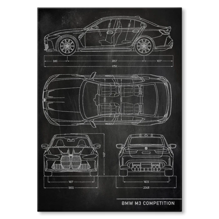 Plakat metalowy BMW M3 Competition Slate Prezent