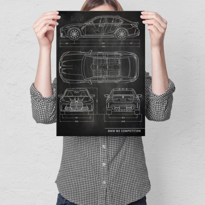 Plakat metalowy BMW M3 Competition Slate Prezent