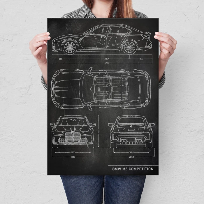 Plakat metalowy BMW M3 Competition Slate Prezent