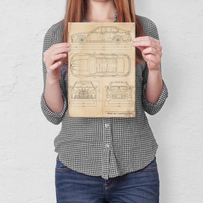Poster metal BMW M3 Competition Retro gift