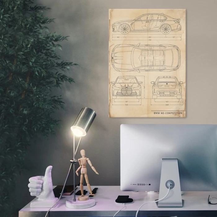 Poster metal BMW M3 Competition Retro gift