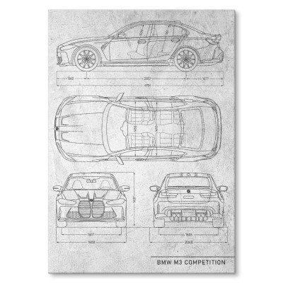 Poster metal BMW M3 Competition Stone gift