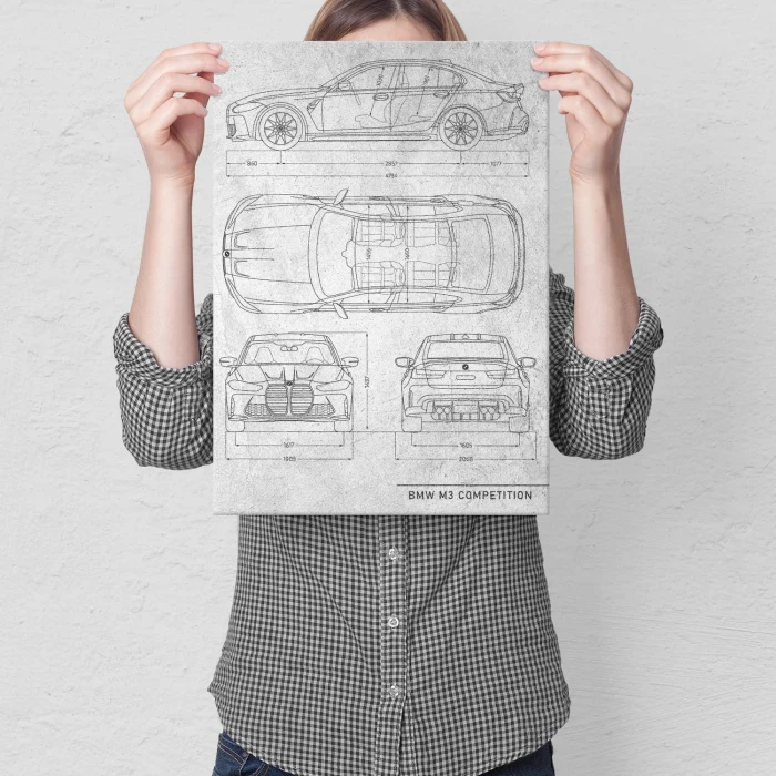 Poster metal BMW M3 Competition Stone gift