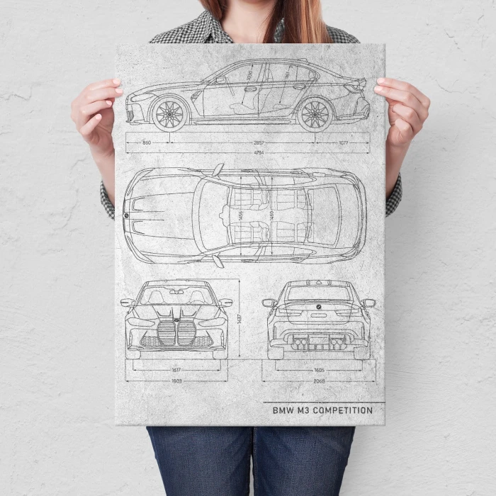 Plakat metalowy BMW M3 Competition Stone Prezent