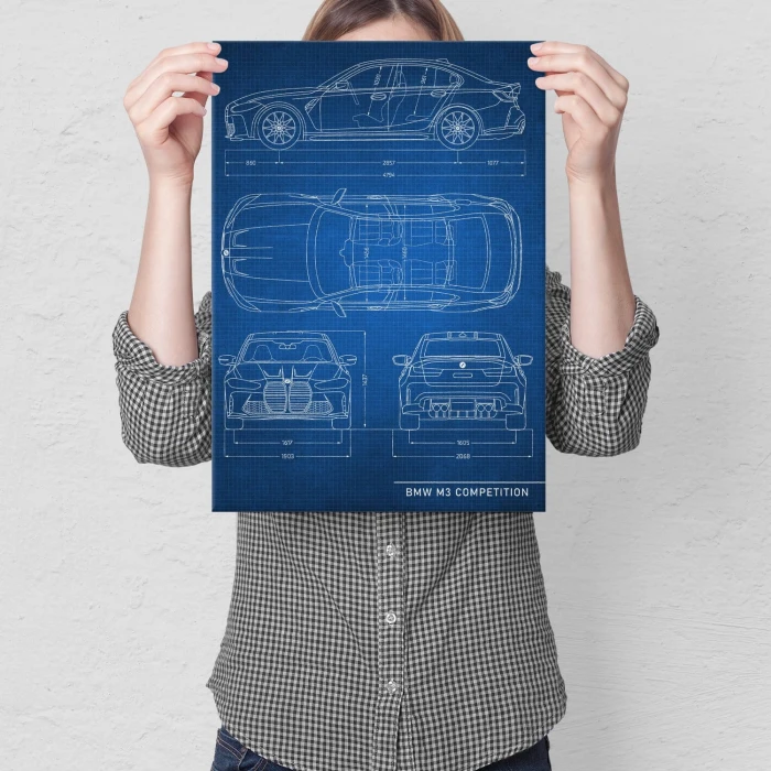 Plakat metalowy BMW M3 Competition Tech Prezent
