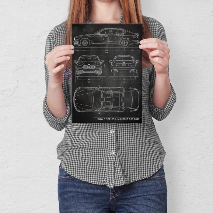 Poster metal BMW 5 Limousine Slate gift
