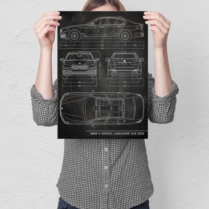 Plakat metalowy BMW 5 Limousine Slate Prezent