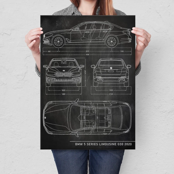 Plakat metalowy BMW 5 Limousine Slate Prezent