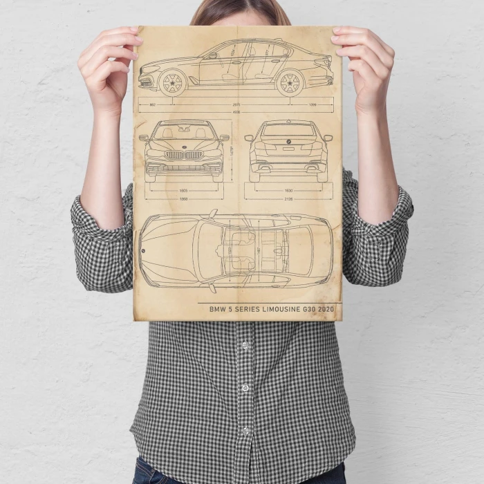 Poster metal BMW 5 Limousine Retro gift