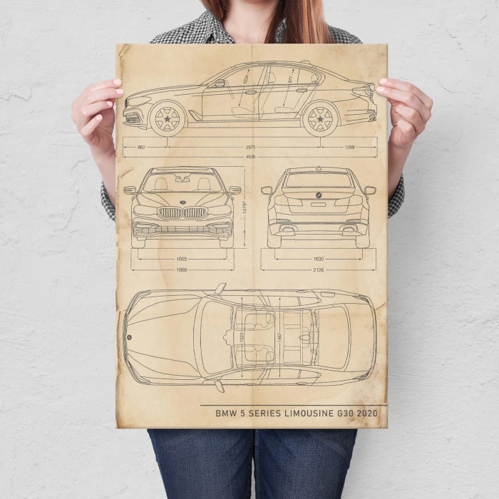 Poster metal BMW 5 Limousine Retro gift