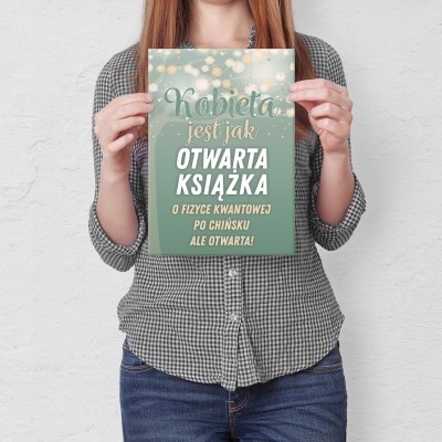 Plakat metalowy Kobieta jest jak książka Prezent