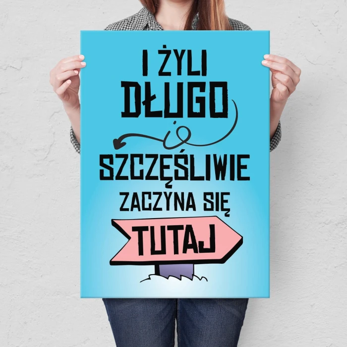 Plakat metalowy Żyli długo i szczęśliwie Prezent