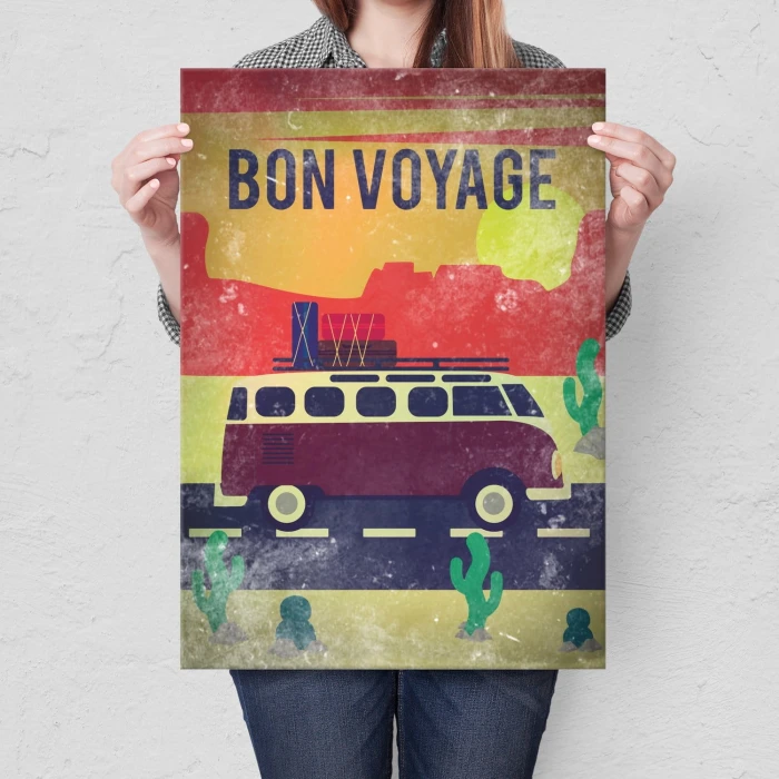 Plakat metalowy Bon voyage caravan