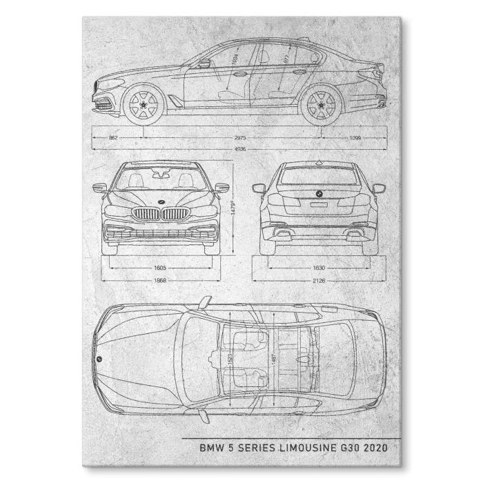 Plakat metalowy BMW 5 Limousine Stone Prezent