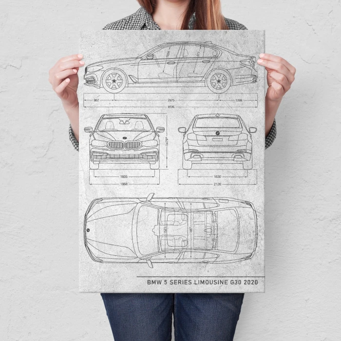 Poster metal BMW 5 Limousine Stone gift