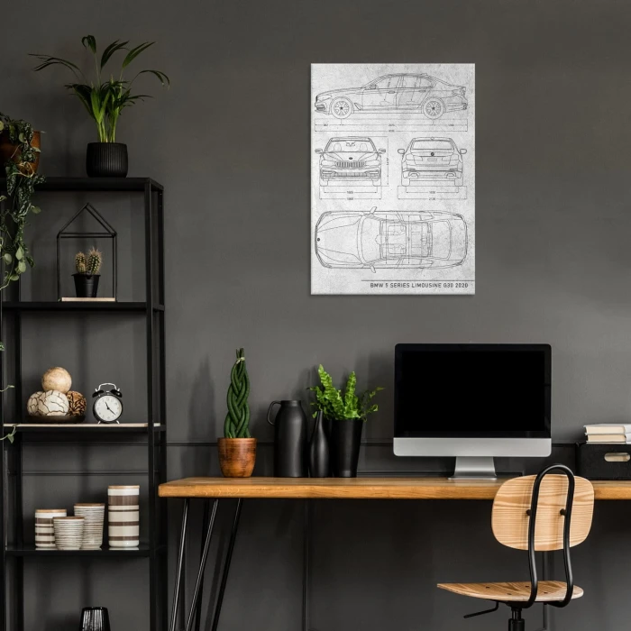Plakat metalowy BMW 5 Limousine Stone Prezent