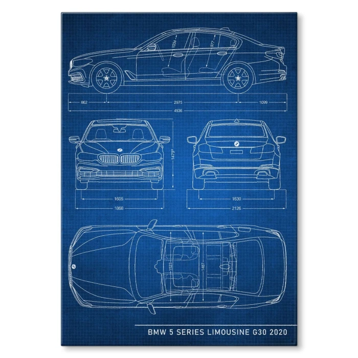 Plakat metalowy BMW 5 Limousine Tech Prezent