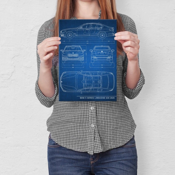 Plakat metalowy BMW 5 Limousine Tech Prezent
