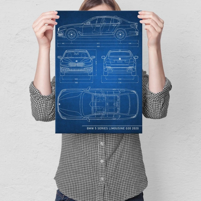Poster metal BMW 5 Limousine Tech gift