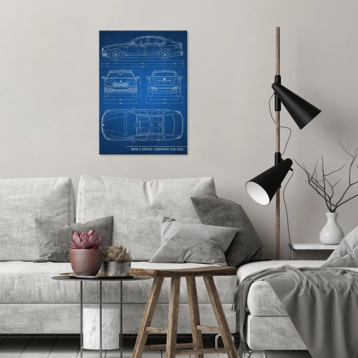 Plakat metalowy BMW 5 Limousine Tech Prezent