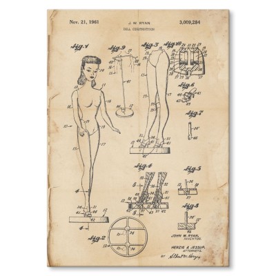 Plakat metalowy Barbie Doll Retro Prezent