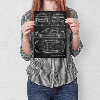Plakat metalowy Audi A3 Sportback Slate Prezent