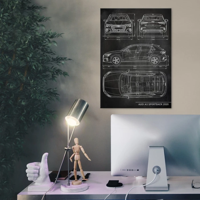 Plakat metalowy Audi A3 Sportback Slate Prezent