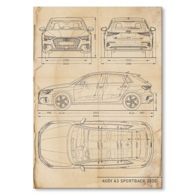 Plakat metalowy Audi A3 Sportback Retro Prezent
