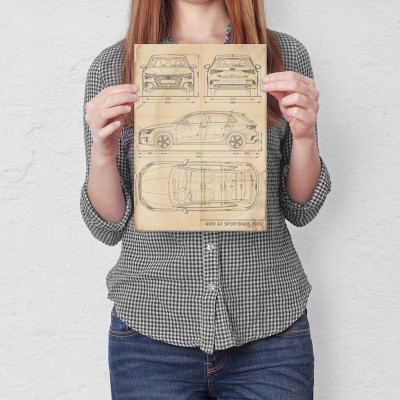 Plakat metalowy Audi A3 Sportback Retro Prezent