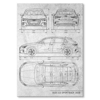 Poster metal Audi A3 Sportback Stone gift