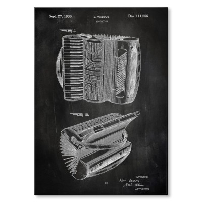 Plakat metalowy Accordion Instrument Slate Prezent