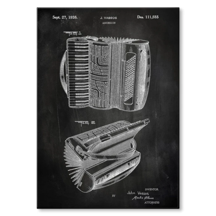 Poster metal Accordion Instrument Slate gift