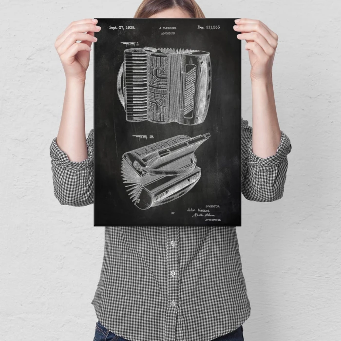 Plakat metalowy Accordion Instrument Slate Prezent