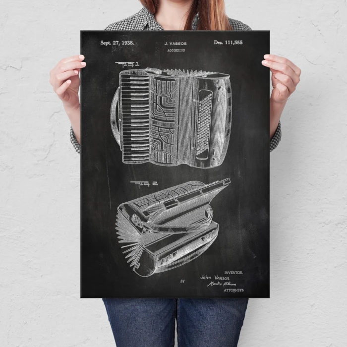 Plakat metalowy Accordion Instrument Slate Prezent