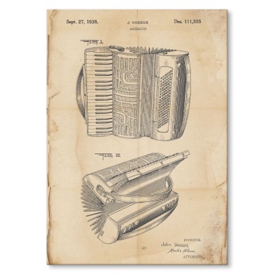 Plakat metalowy Accordion Instrument Retro Prezent