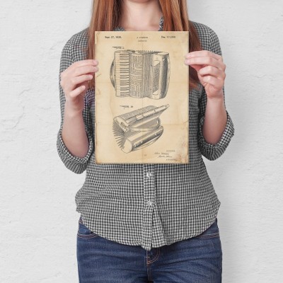 Poster metal Accordion Instrument Retro gift