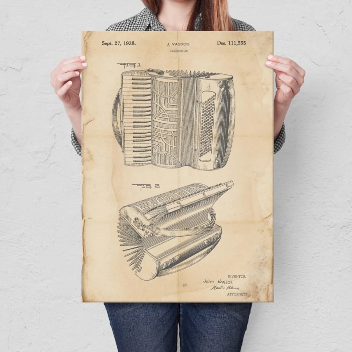 Poster metal Accordion Instrument Retro gift