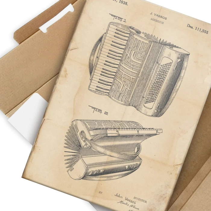 Plakat metalowy Accordion Instrument Retro Prezent