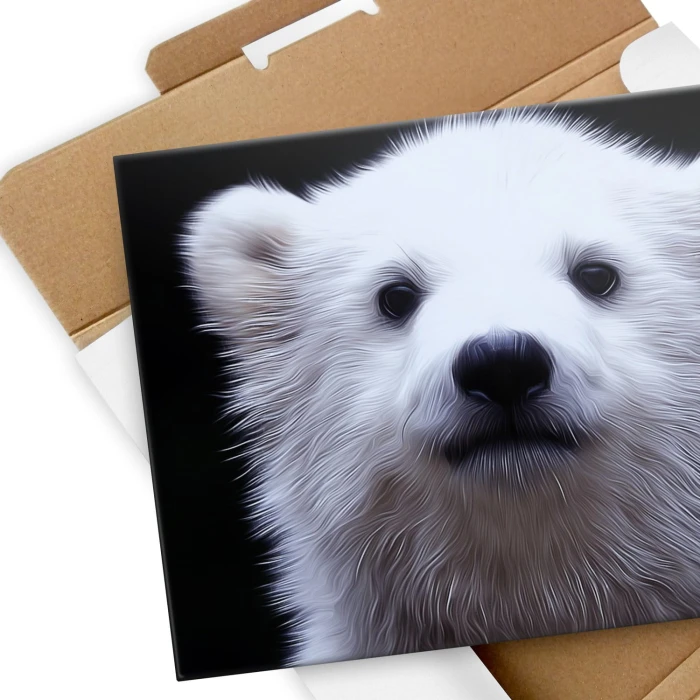 Poster metal white bear gift