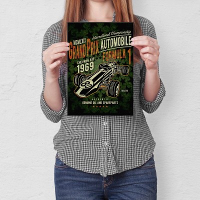 Plakat metalowy Grand Prix Formula 1 Prezent