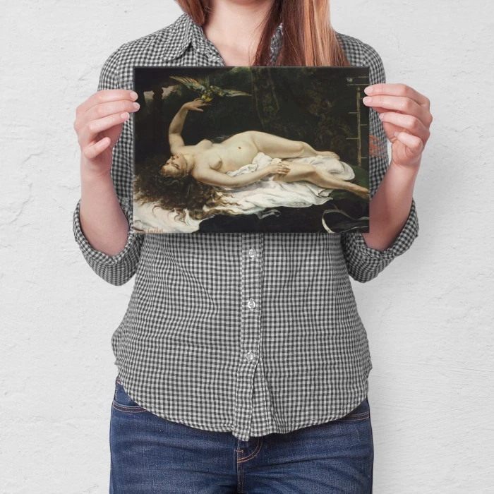 Poster metal Woman and Parrot Courbet gift