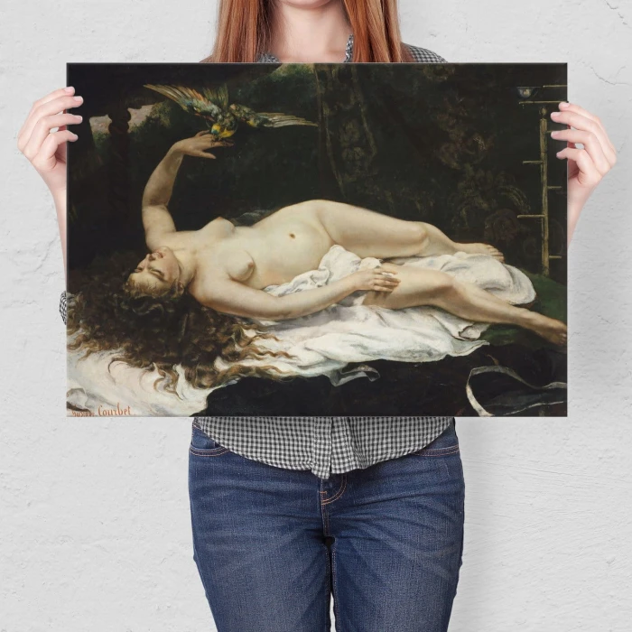 Poster metal Woman and Parrot Courbet gift