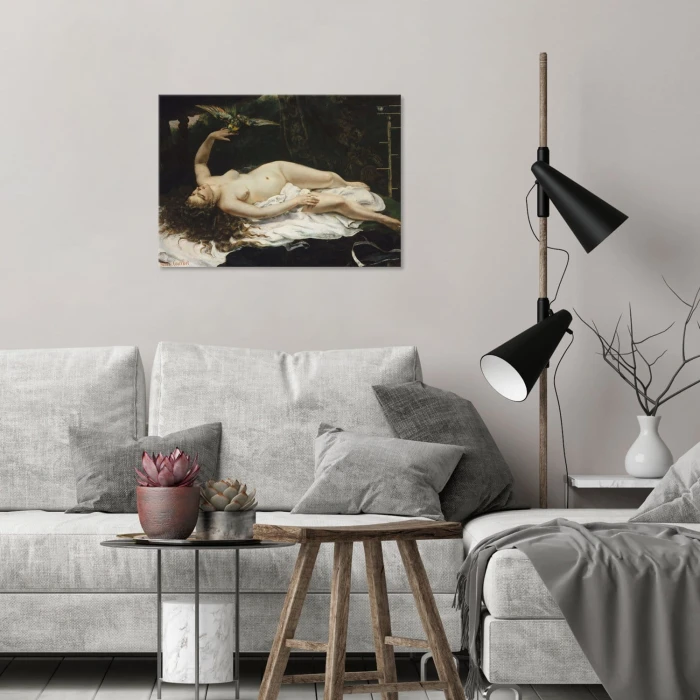 Poster metal Woman and Parrot Courbet gift