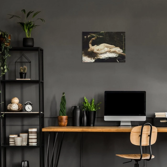 Plakat metalowy Woman and Parrot Courbet Prezent