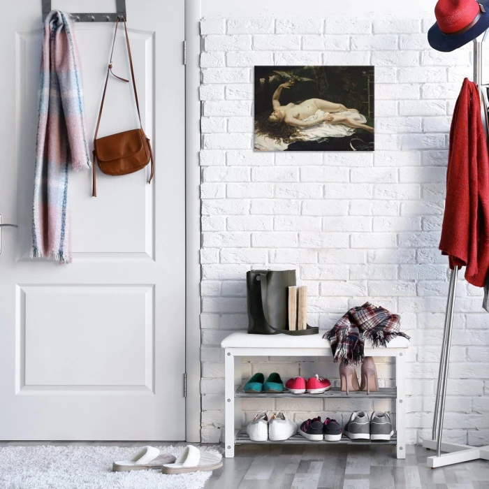 Plakat metalowy Woman and Parrot Courbet Prezent